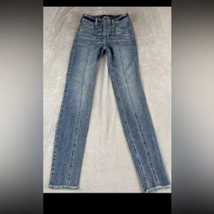 Hollister womens light wash super skinny blue denim jeans size 00